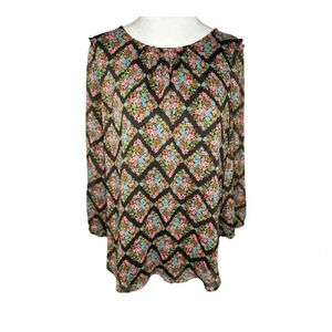 LC Lauren Conrad Women's Floral Puff Sleeve Blouse Size Small‎ Multicolor